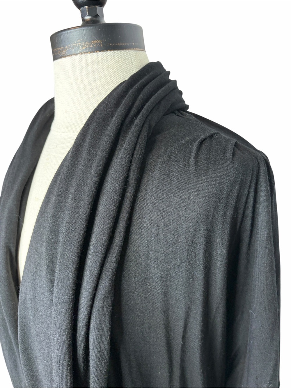 Archival L.A.M.B. Gwen Stefani Black High-Low Draped Open Sweater Pockets size m